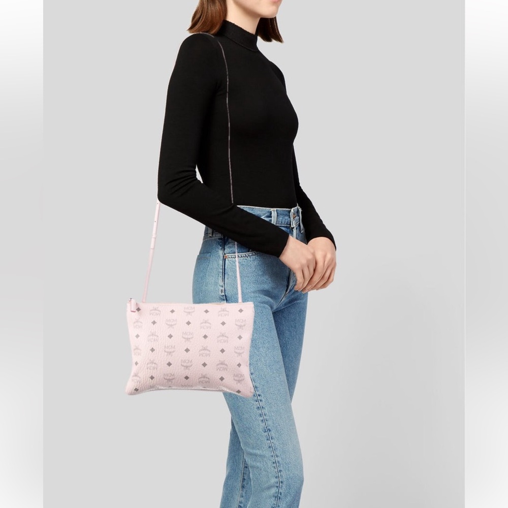 NWOT MCM pink Visetos crossbody bag with dust bag